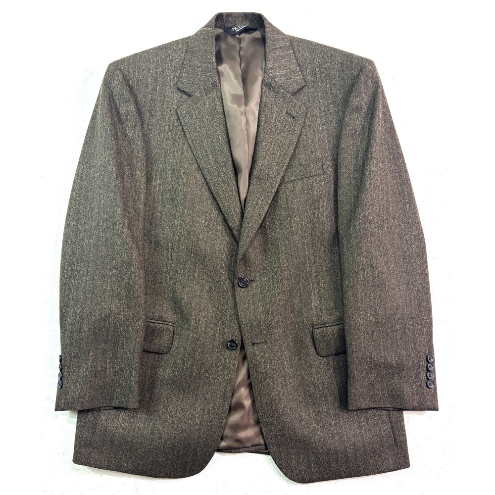 Jos A Bank 40R Brown Herringbone Tweed Blazer Jacket Sport Suit Coat Wool